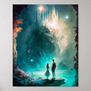 Magische Fantasy Landschaft Art Poster