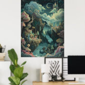 Magische Fantasy Landschaft magische Mysterienprin Poster (Heimbüro)
