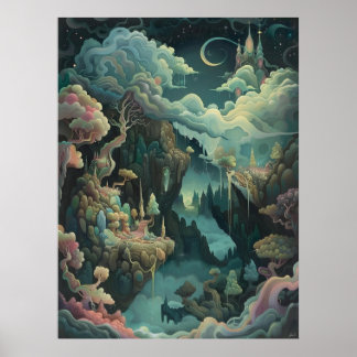 Magische Fantasy Landschaft magische Mysterienprin Poster