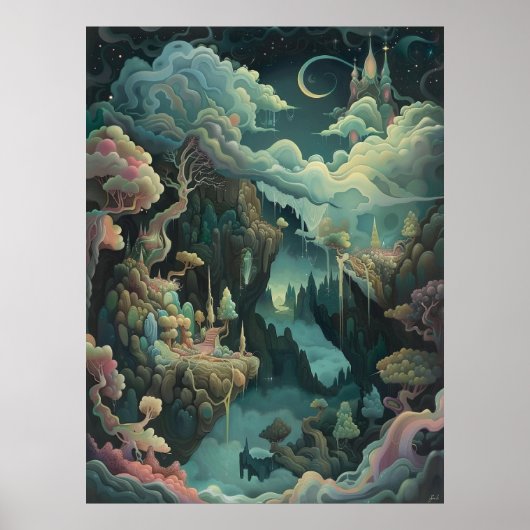 Magische Fantasy Landschaft magische Mysterienprin Poster (Vorne)