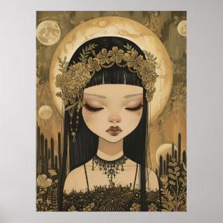 magische Fantasy serene Lady Zaubergeheimnis Poster