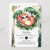 Magische Farbe Sloth Birthday Einladung (Vorne/Hinten)