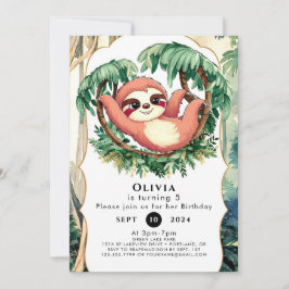 Magische Farbe Sloth Birthday Einladung