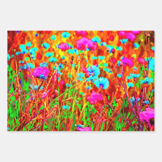 Magische Farben Blühen Pop Kunst, Dichtung und Mus Geschenkpapier Set (Vorderseite 3)