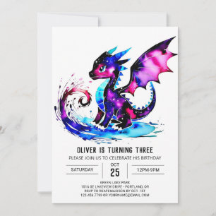 Magische Farben Dragon Digital Boy Geburtstag Einladung