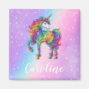 Magische farbenfrohe Einhorn Magnet