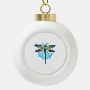 Magische farbenfrohe Libelle Mandala Keramik Kugel-Ornament