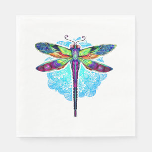 Magische farbenfrohe Libelle Mandala Serviette