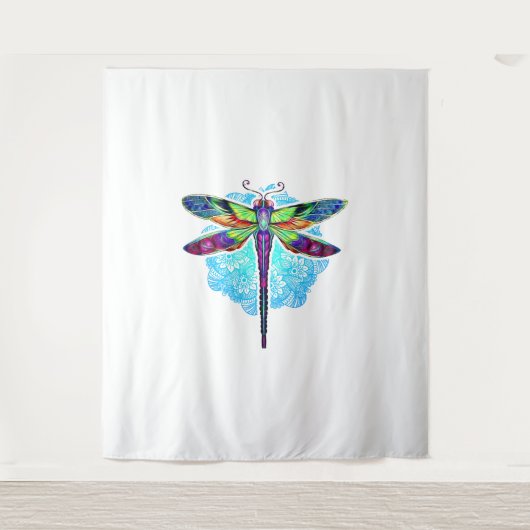 Magische farbenfrohe Libelle Mandala Wandteppich (Vorderseite)