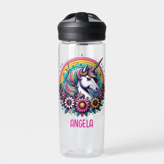 Magische Farbenspiel-Einhorn und Regenbogen Person Trinkflasche (Vorderseite)
