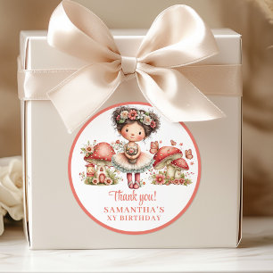 Magische Fee 4. Geburtstag Pastellrosa Geschenkbox Runder Aufkleber