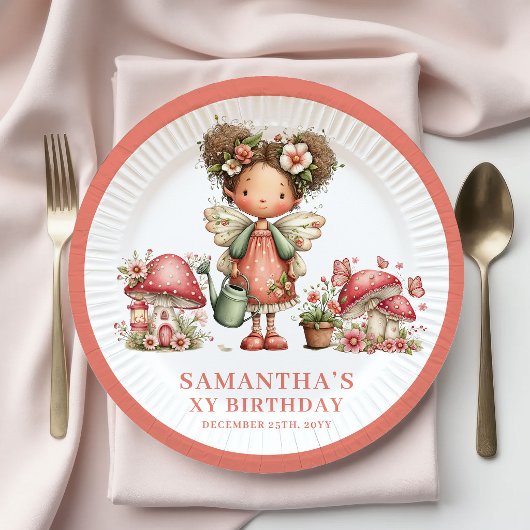 Magische Fee 5. Geburtstag Rosa Pilzteller Pappteller