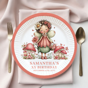 Magische Fee 5. Geburtstag Röte Blumen Papier Pappteller
