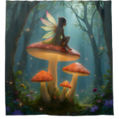 Magische Fee auf Neonpilzen Duschvorhang (Vorderseite)