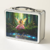 Magische Fee im Wald Metall Brotdose (Rückseite)