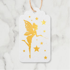 Magische Fee mit Blume und Sternen Goldfilm Geschenkanhänger