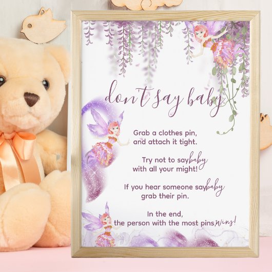 Magische Fee Say Baby Shower Game Sign Poster