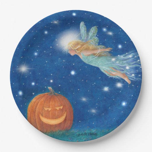 Magische Fee und Jack O'Lantern Halloween-Party Pappteller (Vorderseite)