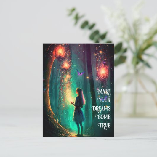 Magische Fee verzauberter Forest Fantasy Pixie Sta Postkarte (Stehend Vorderseite)