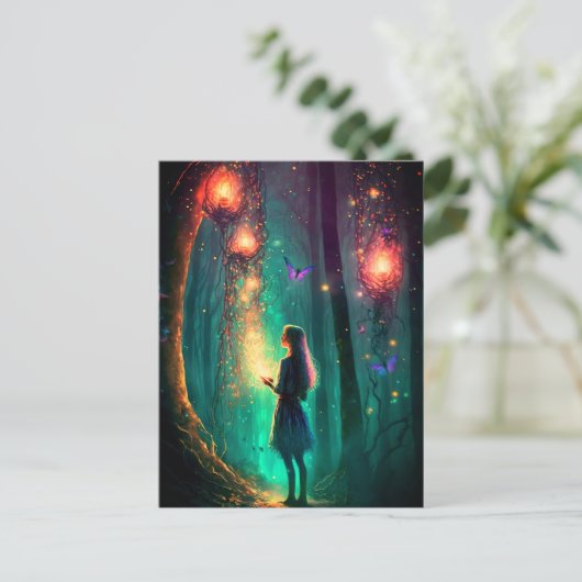 Magische Fee verzauberter Forest Fantasy Pixie Sta Postkarte (Stehend Vorderseite)