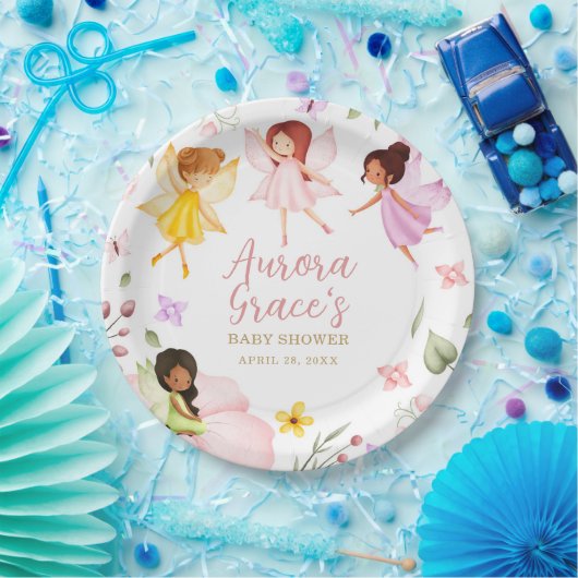 Magische Fee Verzauberter Garten Pink Babydusche Pappteller (Party)