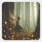 Magische Fee verzauberter Wald Herbst-Pixel Quadratischer Aufkleber (Vorderseite)