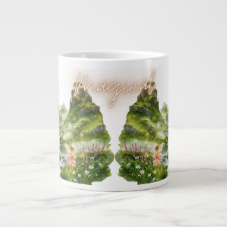 Magische Feen & Grüne Hügel Aquarell-Fantasie Jumbo-Tasse