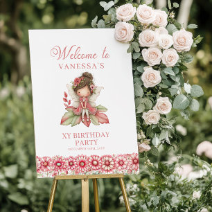 Magische Feen-Pink-Blumen 4. Geburtstags-Willkomme Poster