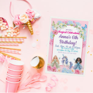 Magische Feier Prinzessin Einhorn Geburtstag Einladung
