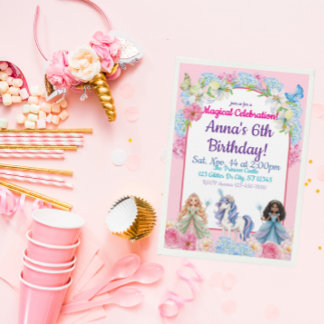 Magische Feier Prinzessin Einhorn Geburtstag Einladung