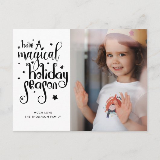 Magische Feiertage Foto Weihnachten Postkarte (Vorderseite)