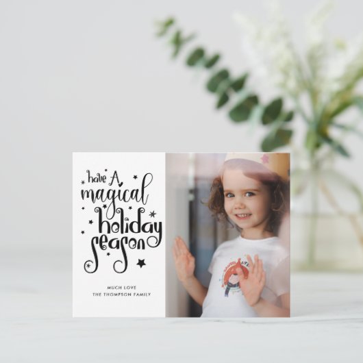 Magische Feiertage Foto Weihnachten Postkarte (Stehend Vorderseite)