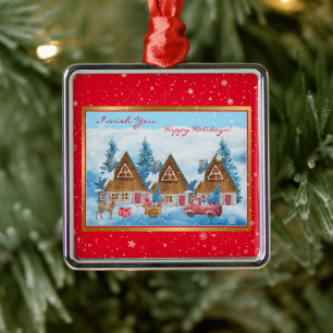 Magische Ferien-Winterlandschaft Anpassen Ornament Aus Metall