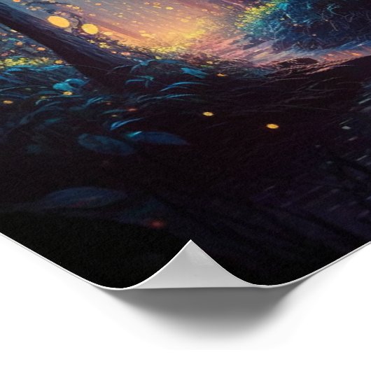 Magische Feuer im Wald Poster (Ecke)