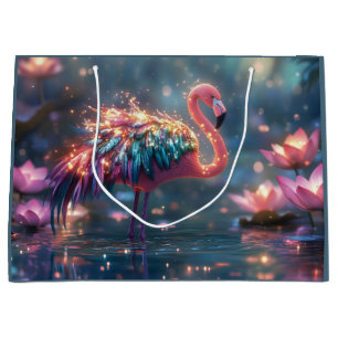 Magische Flamingo-Fantasie-Kunst mit farbenfrohen Große Geschenktüte
