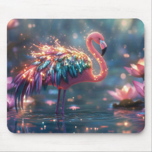 Magische Flamingo Fantasy Kunst mit farbenfrohen F Mousepad