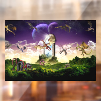 Magische fliegende Drachen Fensteraufkleber