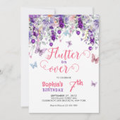 Magische Flutter über Blumenschmetterling Geburtst Einladung (Vorderseite)