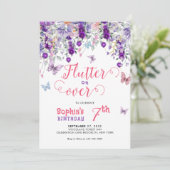 Magische Flutter über Blumenschmetterling Geburtst Einladung (Stehend Vorderseite)