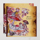 MAGISCHE FOLLETT VON MUSHROOMEN Perchment Einladung (Vorne/Hinten)