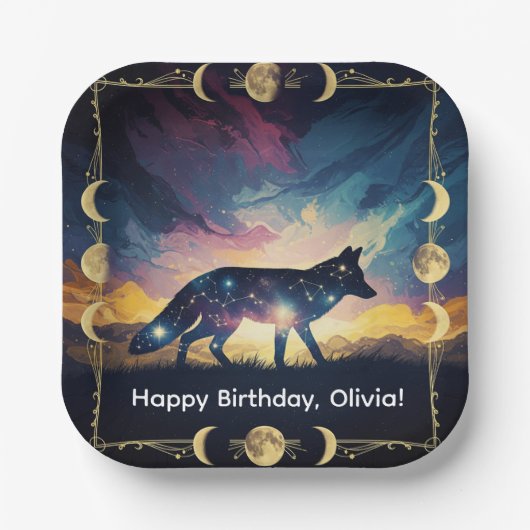 Magische Fox-Party-Teller Pappteller (Vorderseite)