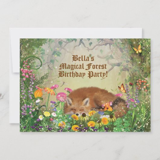 Magische Fox-WaldParty Einladung (Rückseite)