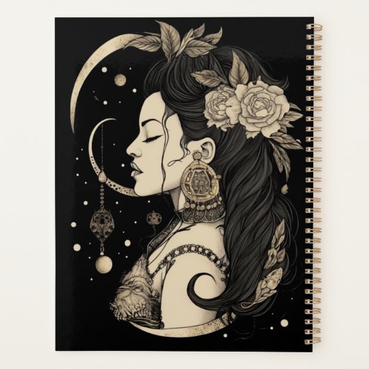 Magische Frau Boho, innere gotische Hexe, schwarz Planer (Rückseite)