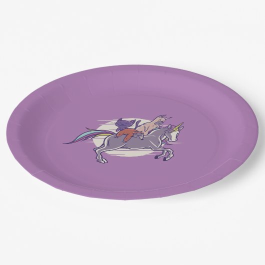 Magische Freunde | Einhorn, Alpaca, Kitten, Sloth Pappteller (Schrägansicht)