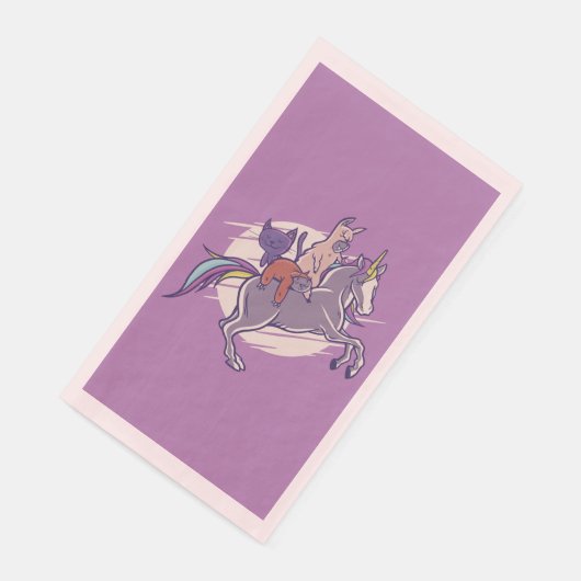 Magische Freunde | Einhorn, Alpaca, Kitten, Sloth Serviette (Ecke)