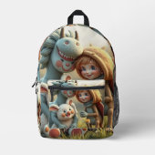 „Magische Freunde im Blütenland“ Bedruckter Rucksack (Vorderseite)