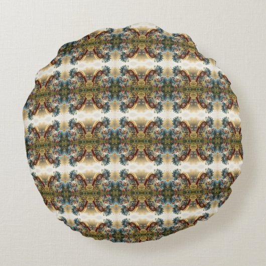 „Magische Freunde im Blütenland“ Rundes Kissen (Rückseite)