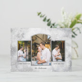 Magische Funkelnd Silberschneeflocken 3-Foto Feiertagskarte (Stehend Vorderseite)