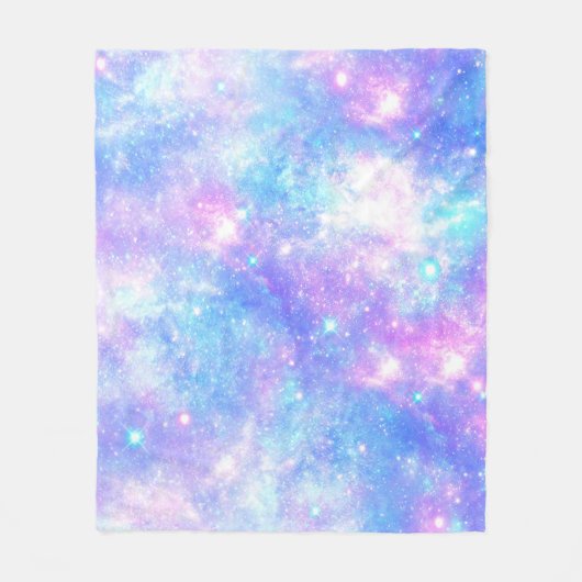 Magische Galaxie: Pink Blue Star Print Fleecedecke (Vorderseite)