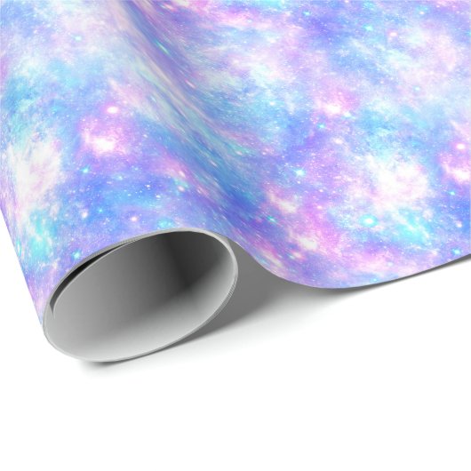 Magische Galaxie: Pink Blue Star Print Geschenkpapier (Rolleneckpunkt)